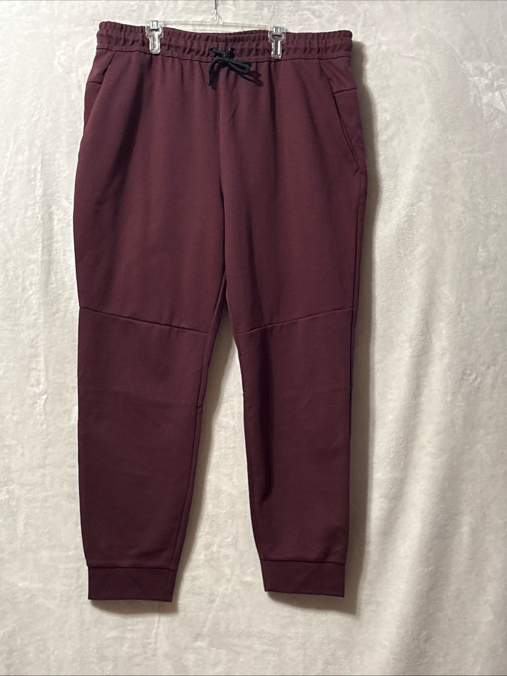 New members mark Men's Drawstring Burgundy Joggers - Relaxed Fit